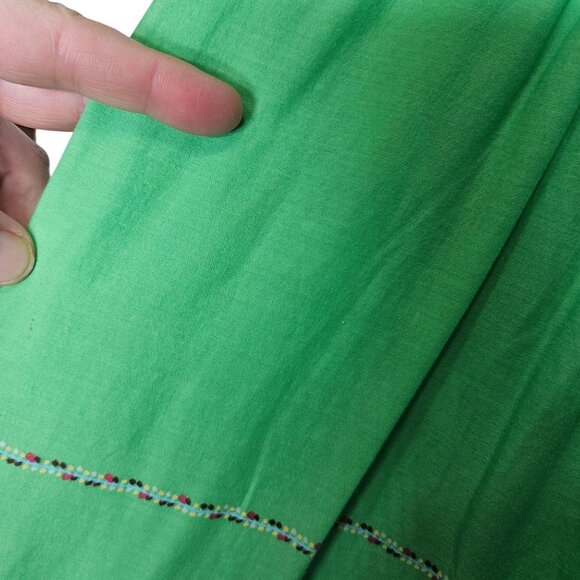 Harolds Green Floral Embroidered Cotton Skirt With Side Zipper Womens Size 4‎ - Picture 9 of 10